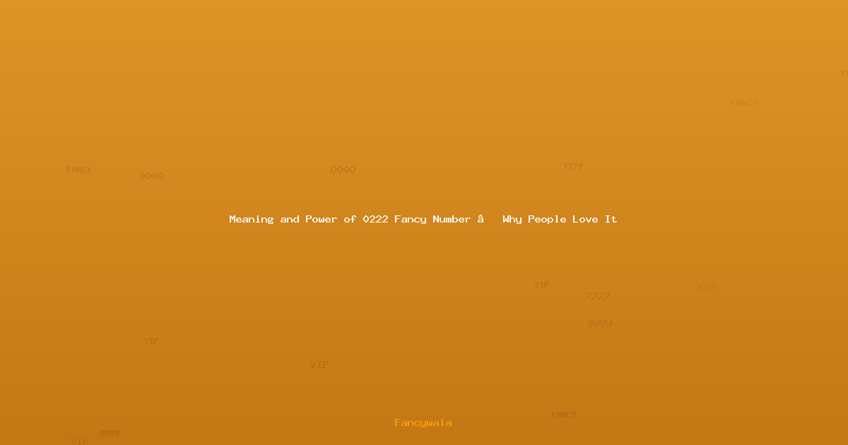 Meaning and Power of 0222 Fancy Number – Why People Love It
