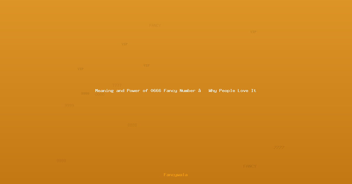 Meaning and Power of 0666 Fancy Number – Why People Love It